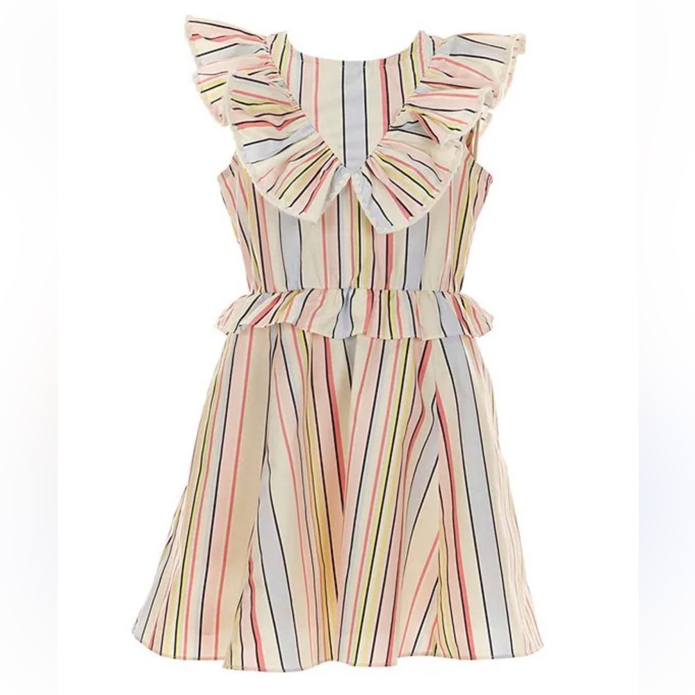 A loves A Dillards Ruffle Sleeve Striped Mini  Dress Size M 7/8 NWT